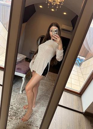 Лонгслів жіночий подовжений молочний