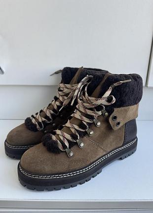 Замшеві черевики chloé (коричневого кольору)