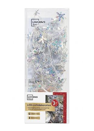 Led гірлянда 20 led на батарейках, 1,2 м, тепле біле світло, таймер 6 год, aa/lr6