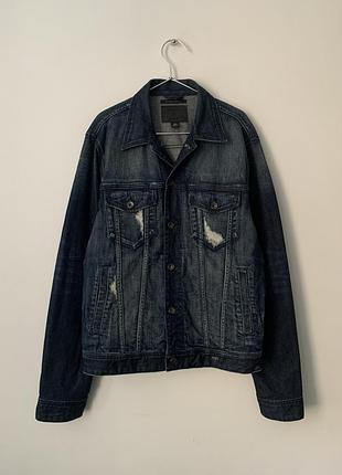 Мужская джинсовая куртка guess оригинал темно-синяя синяя джинсовка