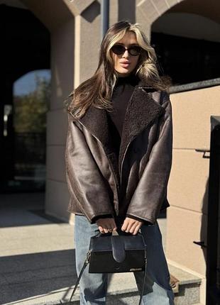 Жіноча дублянка zara коричнева