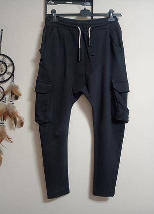 Жіночі трикотажні спортивні штани чорні zara m/l розмір