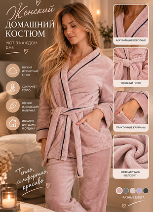 Комплект женская пижама ( халат и штаны)