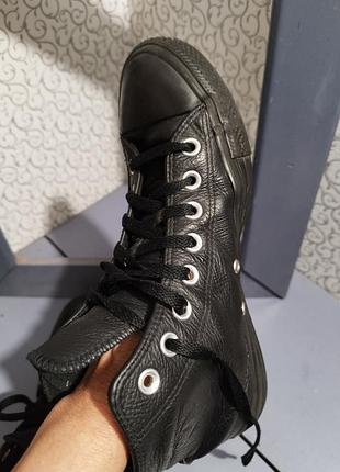 Шкіряні чорні високі кеди converse. 2