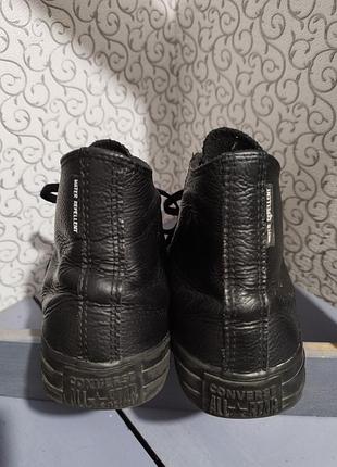 Шкіряні чорні високі кеди converse. 6
