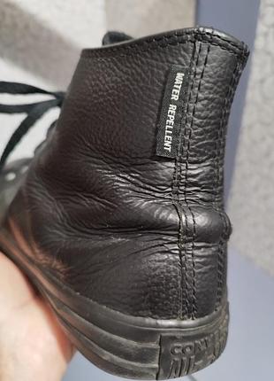Шкіряні чорні високі кеди converse. 7