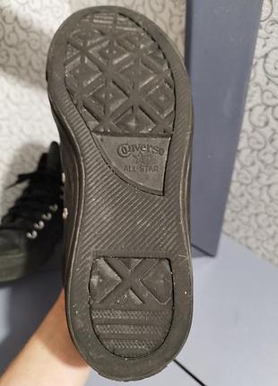 Шкіряні чорні високі кеди converse. 3