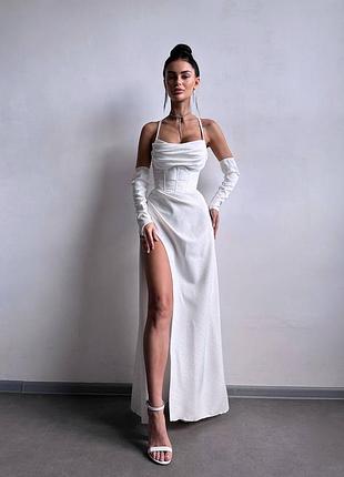 Комплект юбка длинная и корсет + рукавички