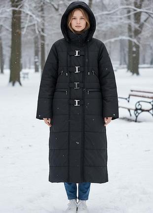 Довге зимове пальто nui very з натуральним хутром, розмір 50 (xl)