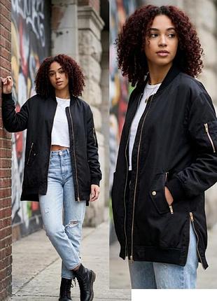 Стильная удлиненная куртка-бомбер от бренда zara🖤🖤