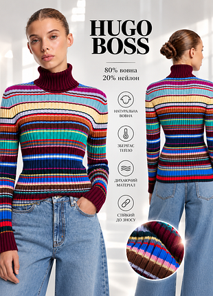 Hugo boss гольф водолазка на основе шерсти в полоску