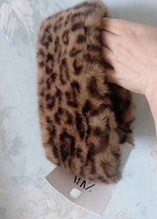 Повязка ободок zara мех леопард 54-56
