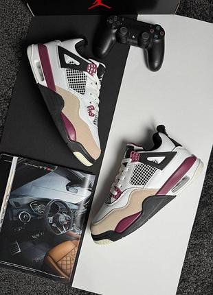 Чоловічі кросівки nike air jordan 4 retro psg white burgundy black