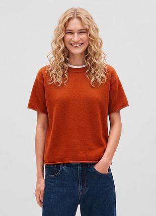 Новый кашемировый свитер с коротким рукавом j.crew, 100% кашемир, размер xxl (2xl), терракотовый/оранжевый m&amp;s benetton zara h&amp;m