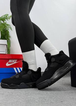 Кросівки nike jordan 4 black хутро 7