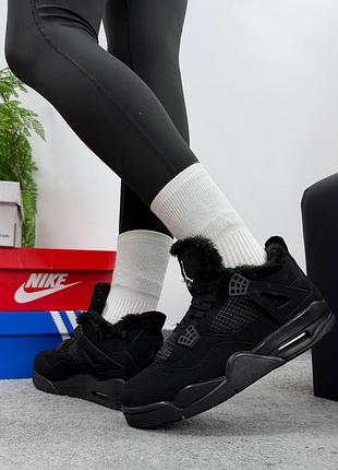 Кросівки nike jordan 4 black хутро 8