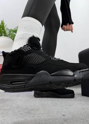 Кросівки nike jordan 4 black хутро 5