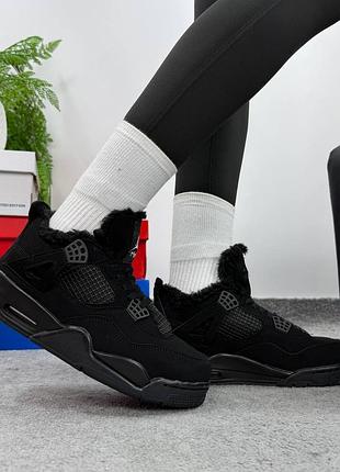 Кросівки nike jordan 4 black хутро 6