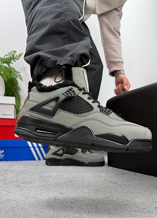 Кросівки nike jordan 4 black grey хутро 4
