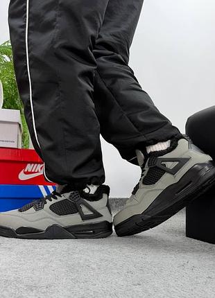 Кросівки nike jordan 4 black grey хутро 6
