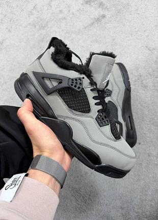 Кросівки nike jordan 4 black grey хутро 7