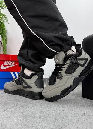 Кросівки nike jordan 4 black grey хутро 5