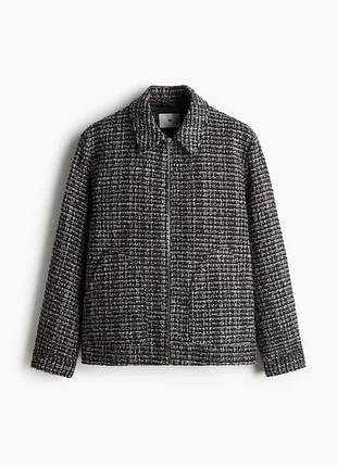 Твидовая куртка-рубашка h&amp;m regular fit / мужская куртка из твида на молнии