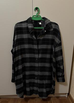 Сорочка-сукня в клітинку довга | м | h&m