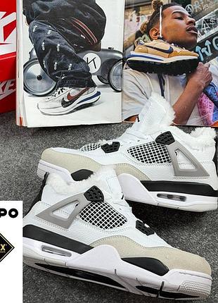 ❄️ кросівки nike jordan 4 black white хутро