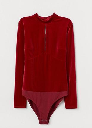 Боді жіноче h&m червоне оксамитове l