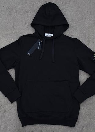 Чорне худі stone island худи стон айленд темна кофта худак стонік si чорний