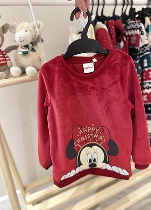 Кофта для дівчинки disney велюрова червона з мінні маус
