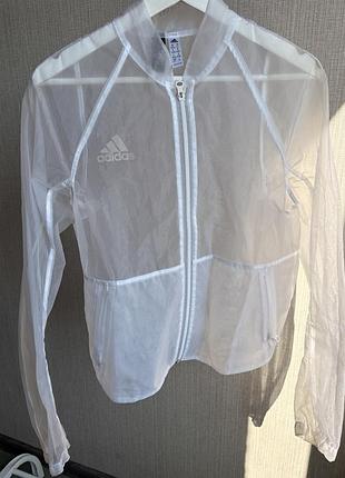 Жіноча вітровка бомбер adidas напівпрозора біла