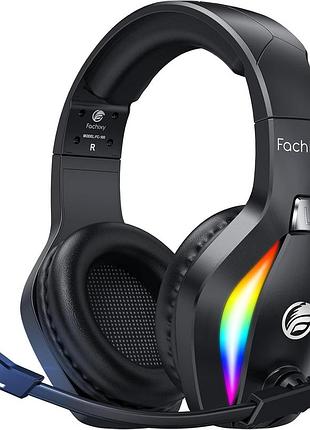 Fachixy fc-100 wireless gaming headset — беспроводные игровые наушники с микрофоном и rgb, черные