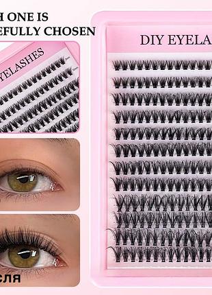 Набір пучкових вій для самостійного нарощування diy eyelashes (мікс довжин 9-16 мм)