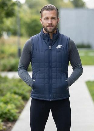 Стильна чоловіча жилетка nike (темно-синя)