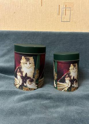 Баночки для кофе и чая с котиками цена за 2