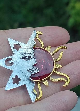 Стильная оригинальная брошь "солнце и месяц"  ☀️🌙♥️ 3
