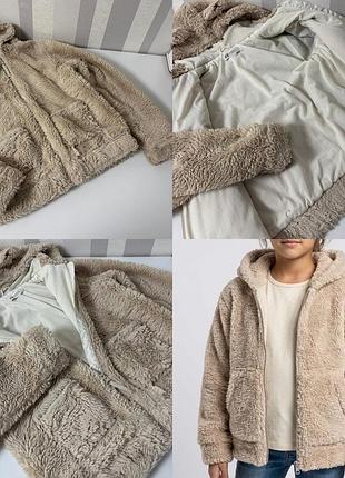 H&m зіпка, куртка-худі, толстовка тедді teddy мохната кофта на блискавці, з кишенями 146/152 зріст на 10/11/12 років