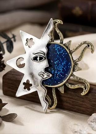 Стильная оригинальная брошь "солнце и месяц"  ☀️🌙💙