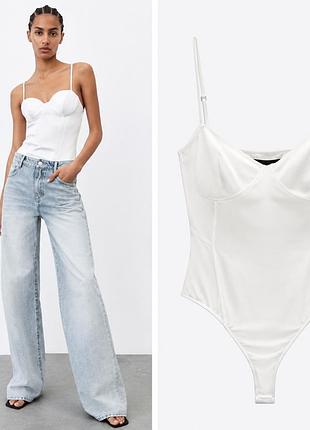 Атласний стильний боді від zara, l xl
