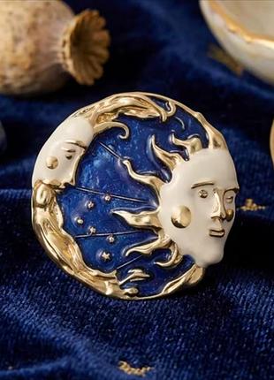 Стильная оригинальная брошь "солнце и месяц"  ☀️🌙💙
