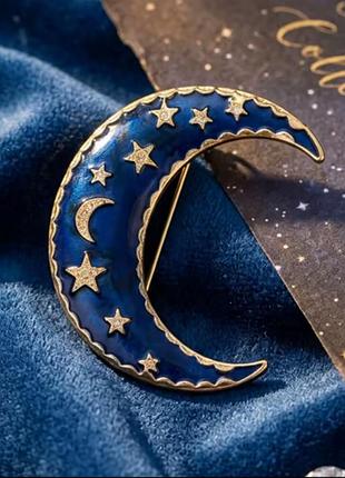 Стильная оригинальная брошь "мелец со звездами" 🌙✨💙