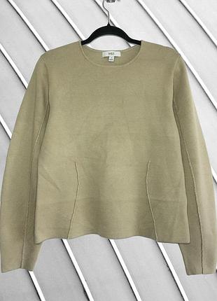 Жіночий бежевий джемпер m&s m l 46 48 маркс енд спенсер пісочний джемпер з обʼємними рукавами бежева кофта з швами m&s m l