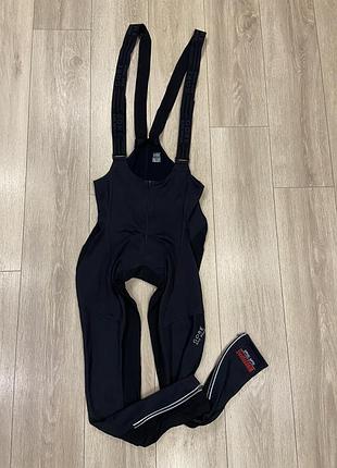 | l| термо вело брюки с виндстоппером gore / велотайтсы / термо биб тайтсы gore bike wear windstopper soft shell bib tights
