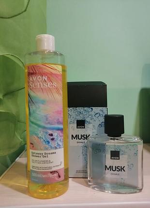 Мужской набор от эйвон - туалетная вода musk exhale+ гель для душа
