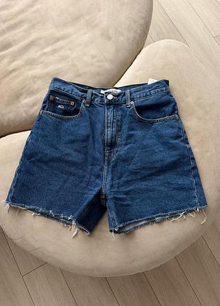 Джинсові мом шорти короткі з необробленим краєм tommy hilfiger jeans