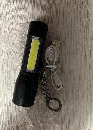 Акумуляторний led ліхтарик cob + led, usb