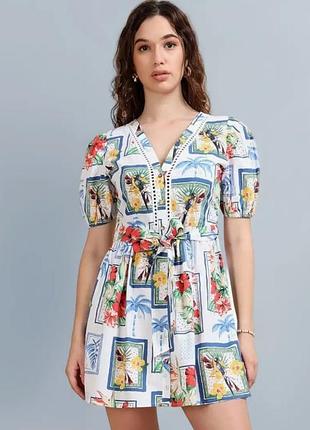 Платье primark 100% хлопок в яркий летний принт 12-14 р-ру.