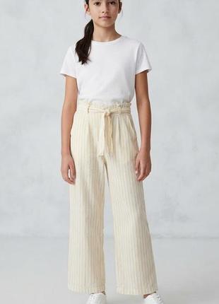 Світлі трендові штани в жовту смужку zara (11-12 років / 152 см)